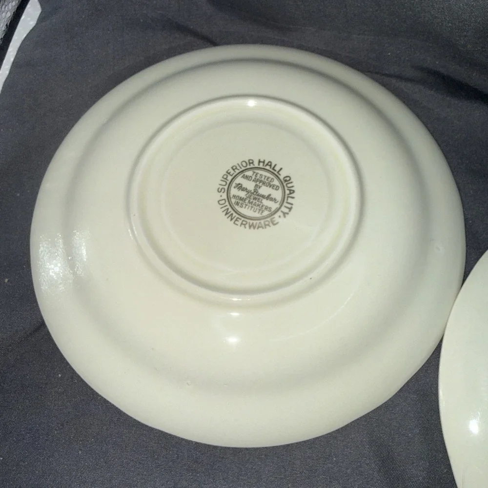 4 Vtg  Jewel Tea Autumn Leaf Saucers ~ Superior Hall Quality Dinnerware ~
